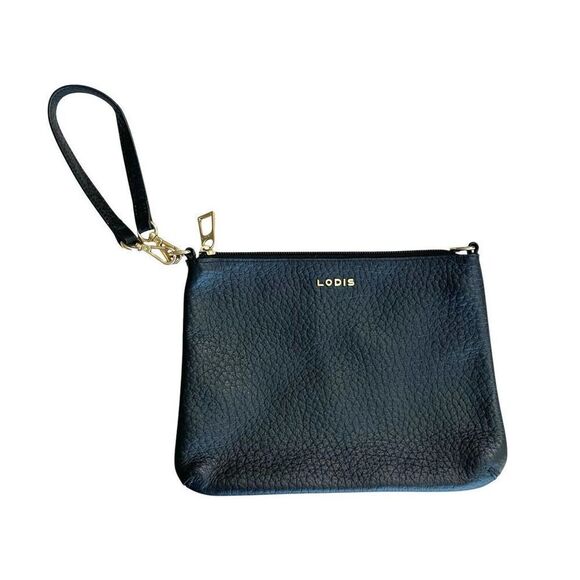 Lodis 100% genuine pebble leather wristlet small waller‎ purse Black - Picture 1 of 15